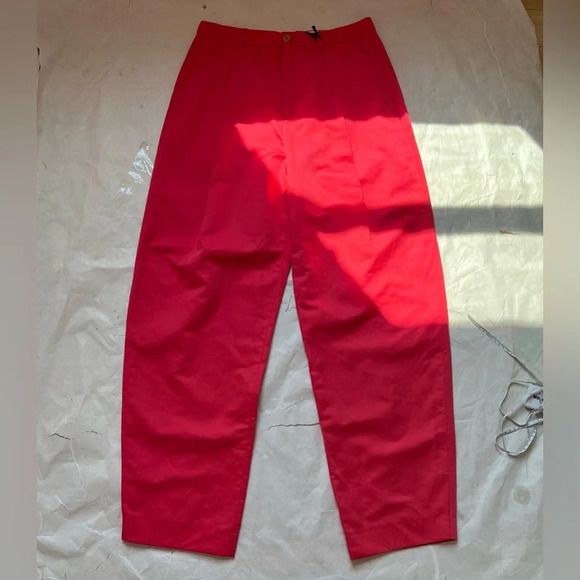 Drycorn Women's Pink Linen Blend High Waist Barrel Balloon Leg Pants Sz 33/34 XL - Picture 5 of 10